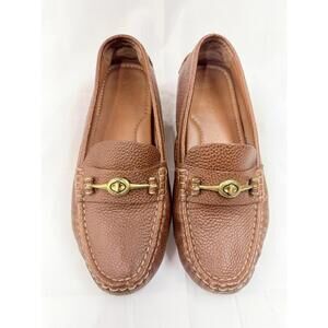 COACH Women's Crosby Driver Turnlock Flats Pebble Brown Size 10